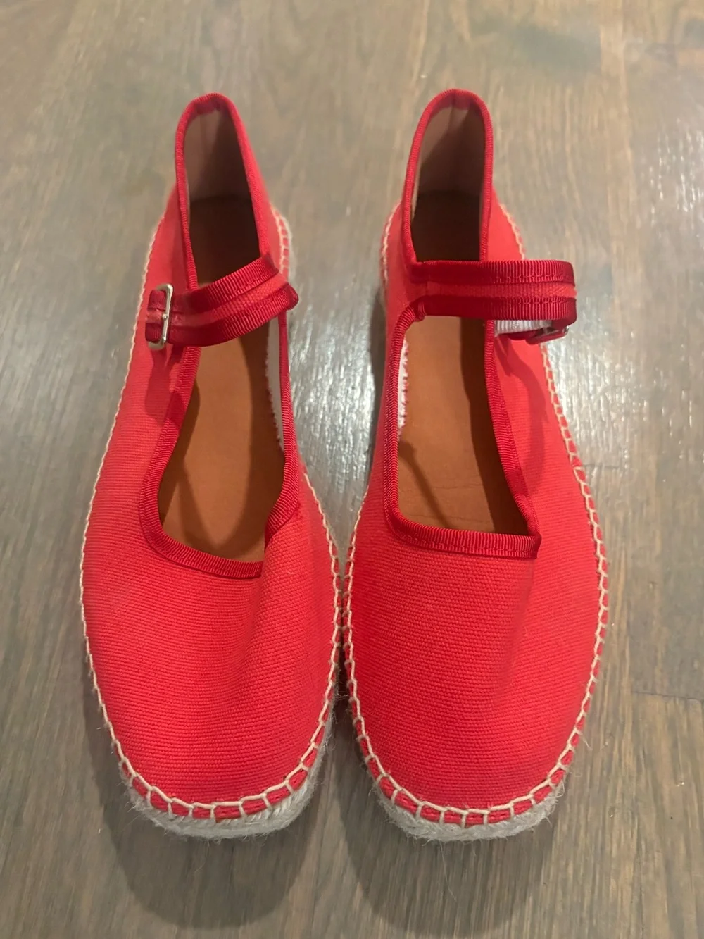 Anthropologie Maeve Mary Jane Espadrille Flats in Red